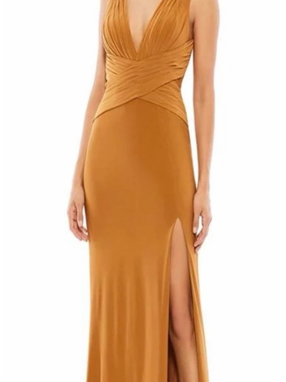 Sleeveless V-Neck Maxi Dress in Mustard with Side Slit